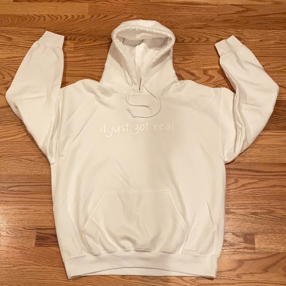 Large white hoodie